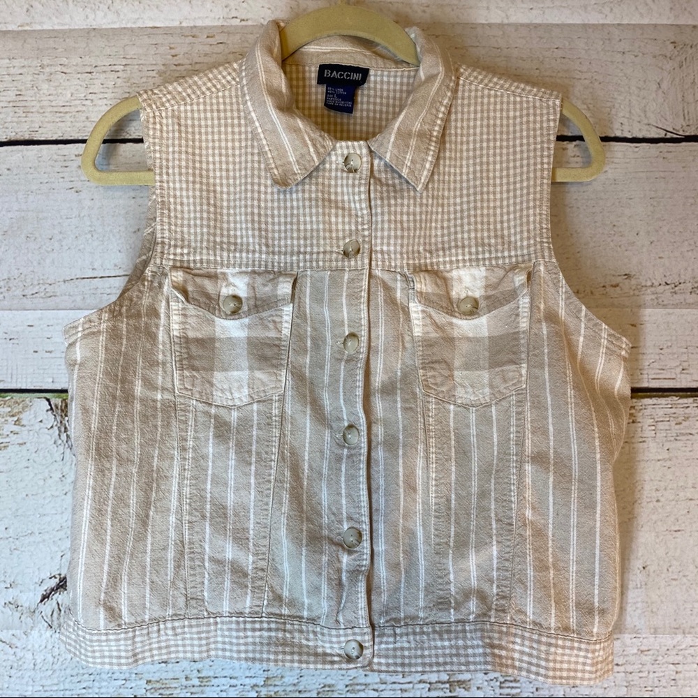 BACCINI CHECK/STRIPE TOP size Large